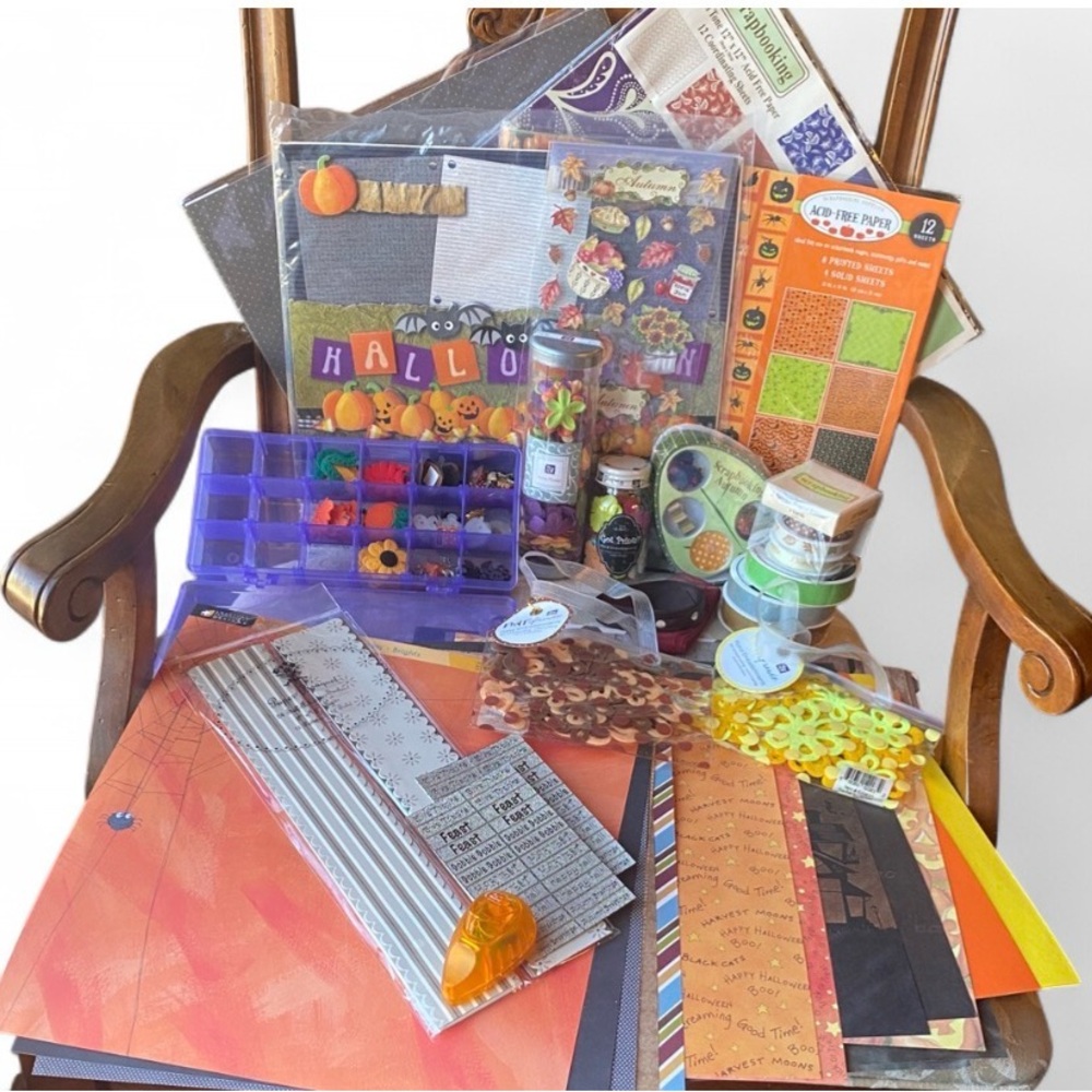Halloween Junk Journal Scrapbooking Kit | Curated Papers, Ribbons Embellishments